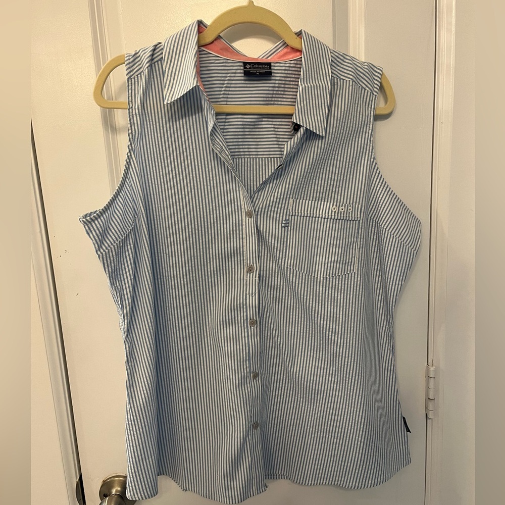 Women's Columbis PFG sleeveless seersucker shirt size XL